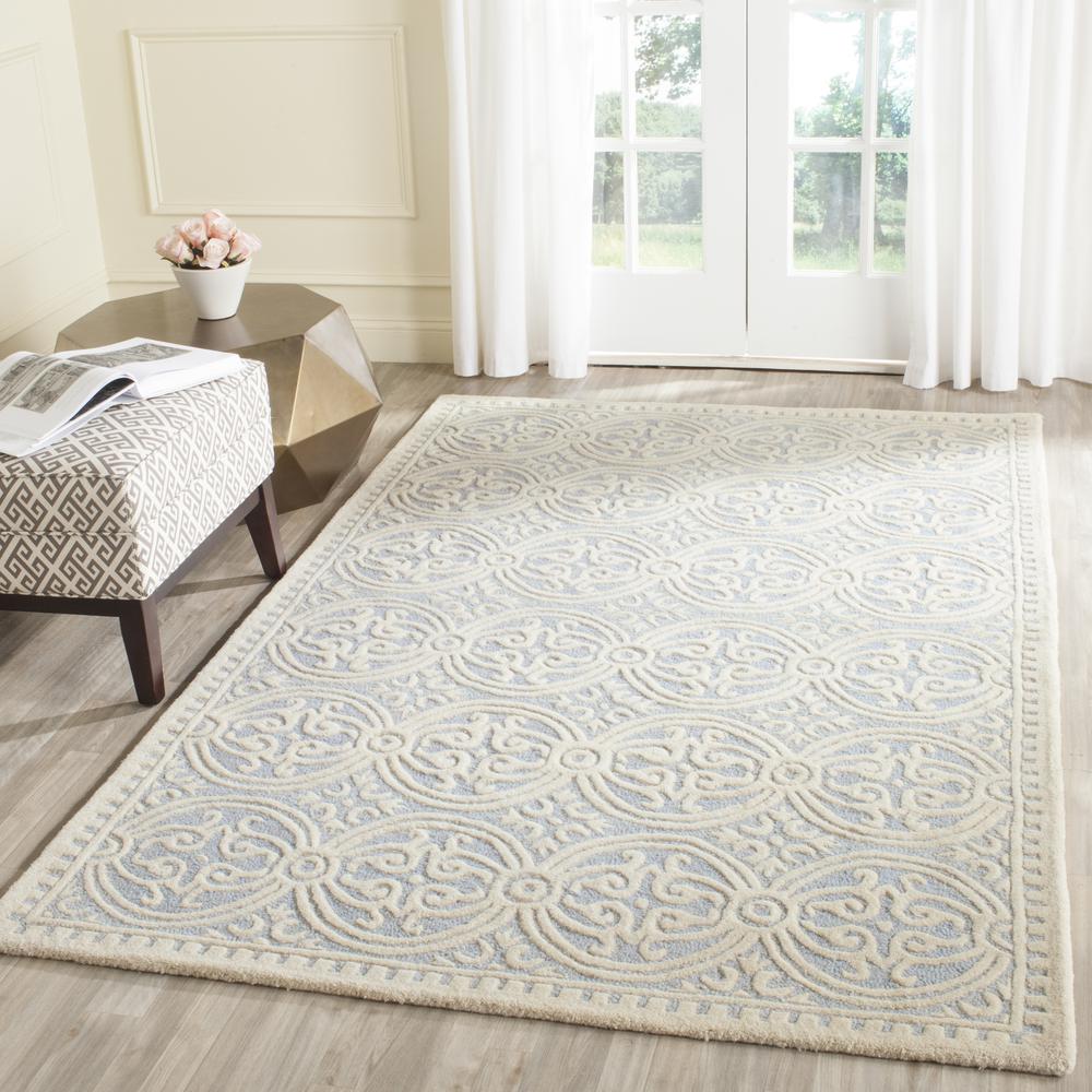 CAMBRIDGE, LIGHT BLUE / IVORY, 5' X 8', Area Rug, CAM123A-5. Picture 3