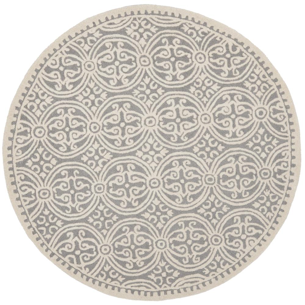 CAMBRIDGE, SILVER / IVORY, 6' X 6' Round, Area Rug, CAM123D-6R. Picture 1