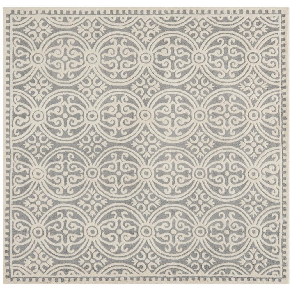 CAMBRIDGE, SILVER / IVORY, 6' X 6' Square, Area Rug, CAM123D-6SQ. Picture 2
