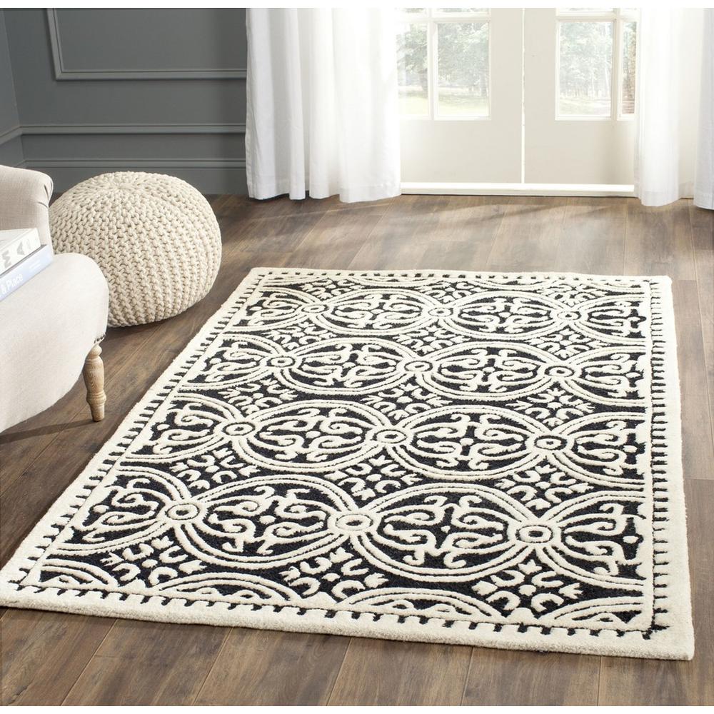 CAMBRIDGE, BLACK / IVORY, 3' X 5', Area Rug, CAM123E-3. Picture 1