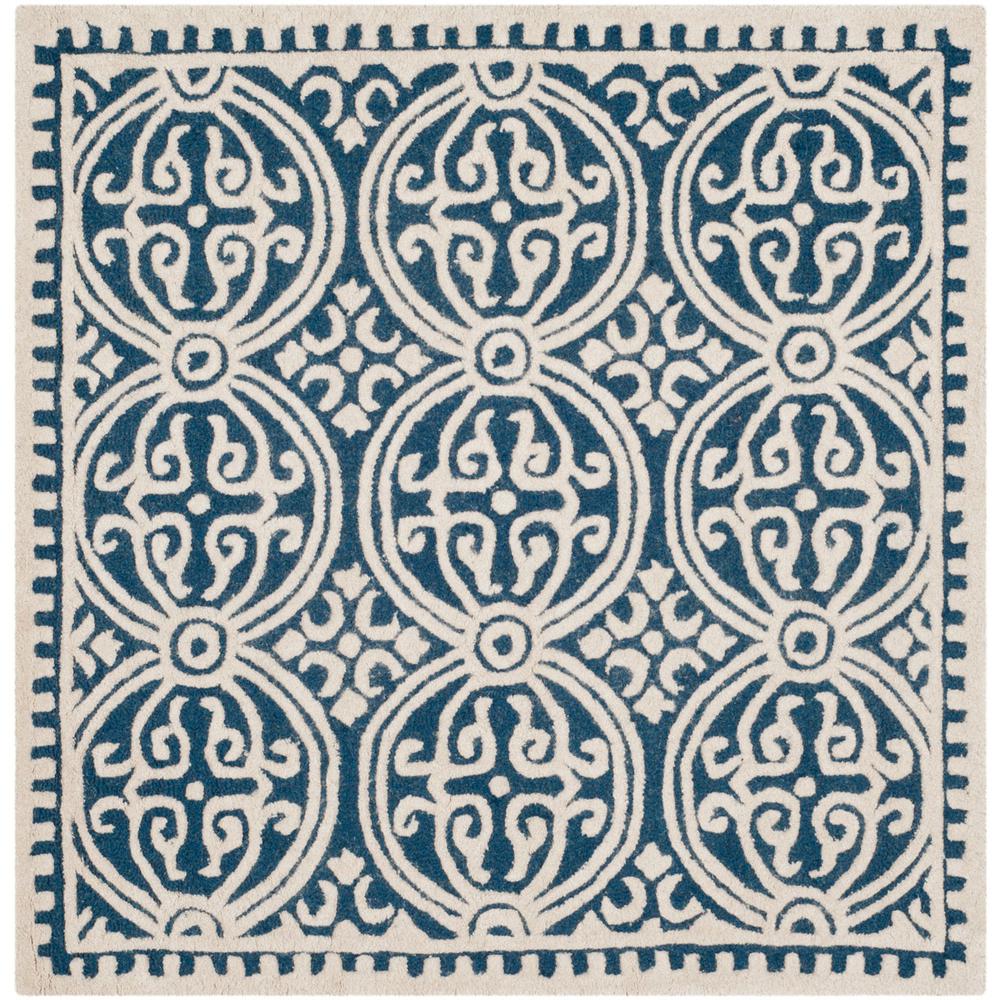 CAMBRIDGE, NAVY BLUE / IVORY, 4' X 4' Square, Area Rug, CAM123G-4SQ. Picture 1