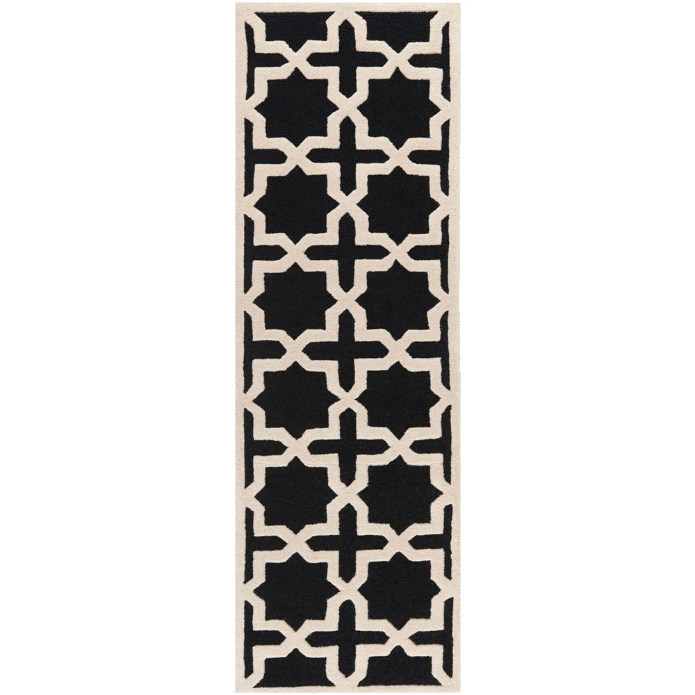 CAMBRIDGE, BLACK / IVORY, 2'-6" X 10', Area Rug, CAM125E-210. Picture 1