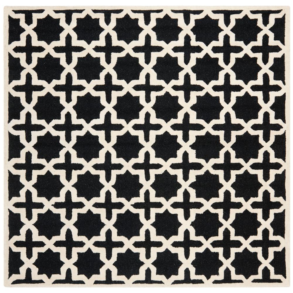 CAMBRIDGE, BLACK / IVORY, 8' X 8' Square, Area Rug, CAM125E-8SQ. Picture 1