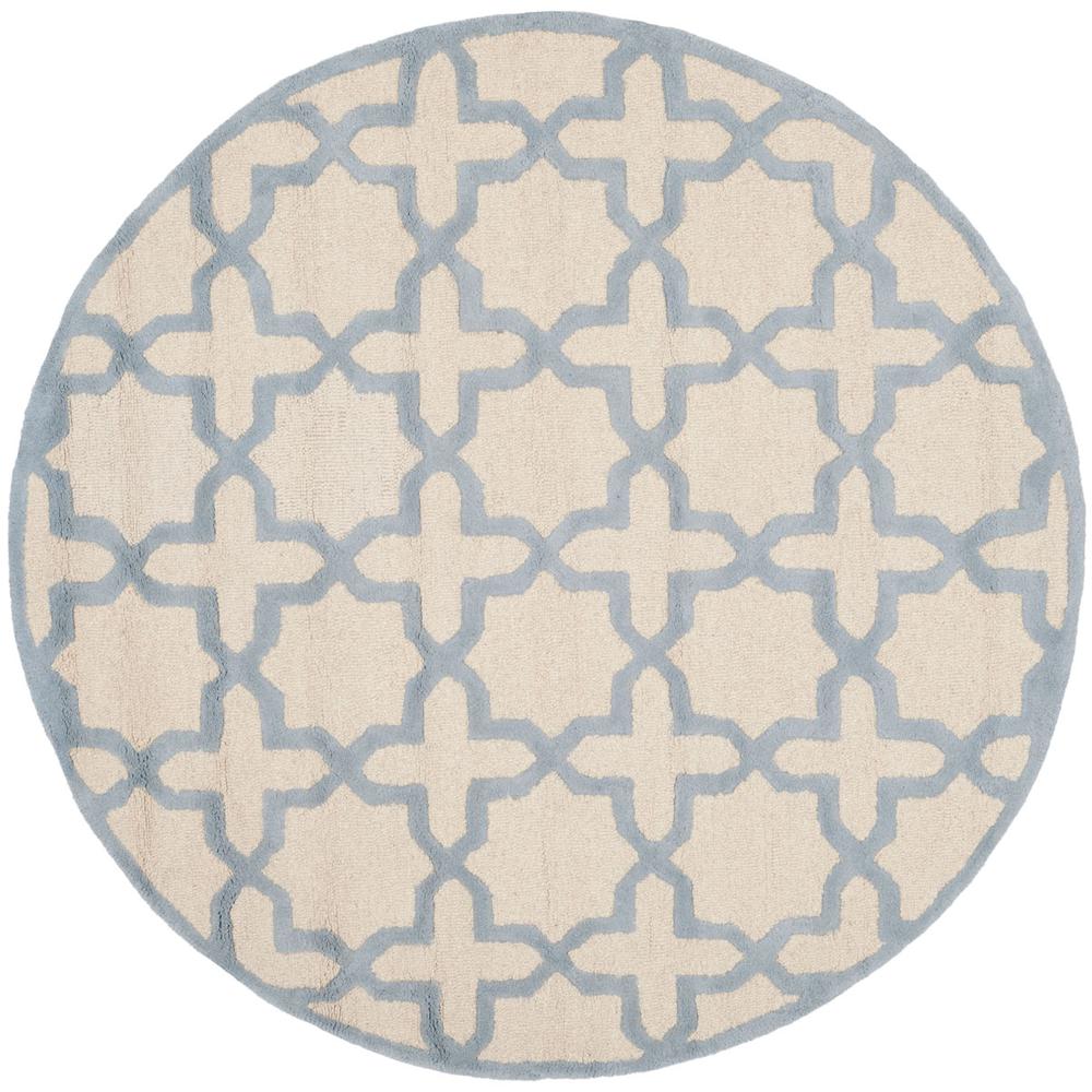 CAMBRIDGE, IVORY / LIGHT BLUE, 6' X 6' Round, Area Rug, CAM125F-6R. Picture 1