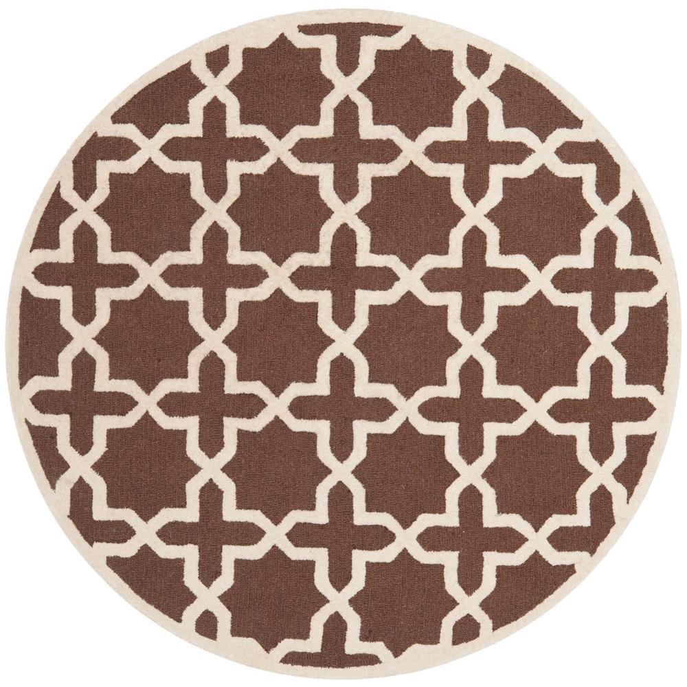 CAMBRIDGE, DARK BROWN / IVORY, 6' X 6' Round, Area Rug, CAM125H-6R. Picture 1