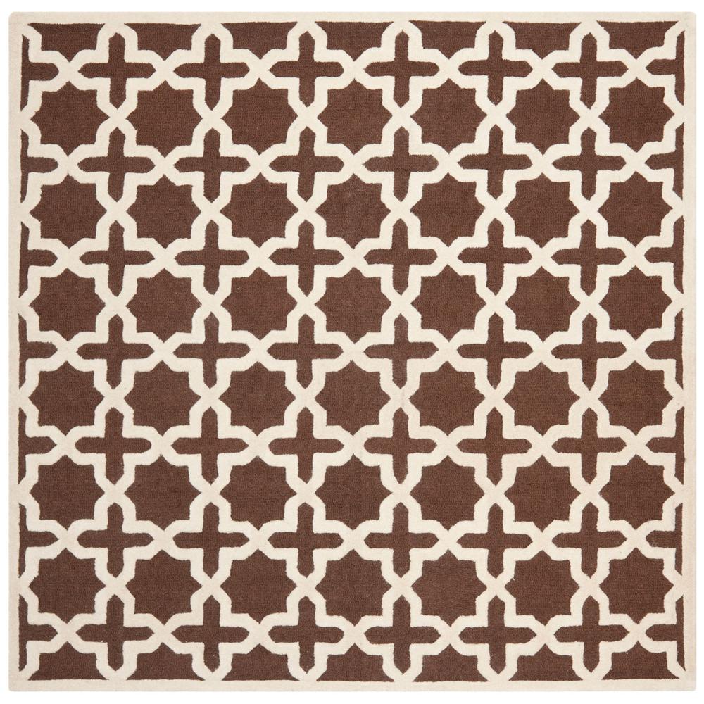 CAMBRIDGE, DARK BROWN / IVORY, 6' X 6' Square, Area Rug, CAM125H-6SQ. Picture 1