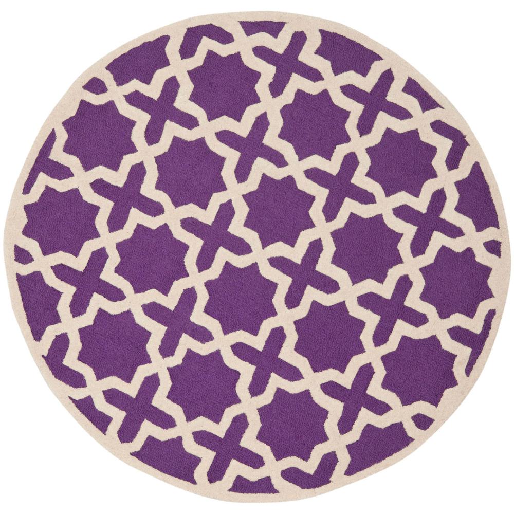 CAMBRIDGE, PURPLE / IVORY, 6' X 6' Round, Area Rug, CAM125K-6R. Picture 1