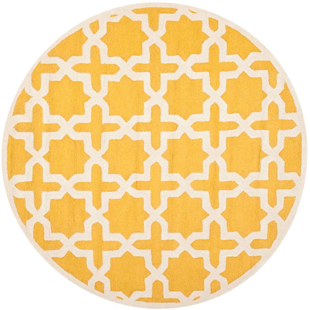 CAMBRIDGE, GOLD / IVORY, 4' X 4' Round, Area Rug, CAM125Q-4R. Picture 1