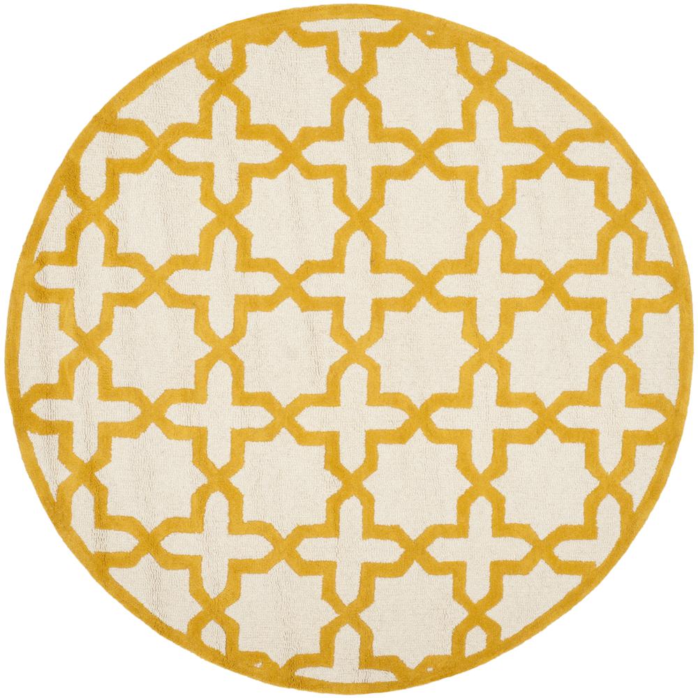 CAMBRIDGE, IVORY / GOLD, 6' X 6' Round, Area Rug, CAM125U-6R. Picture 1