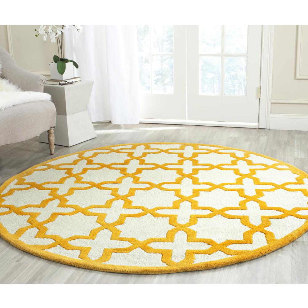CAMBRIDGE, IVORY / GOLD, 6' X 6' Round, Area Rug, CAM125U-6R. Picture 3
