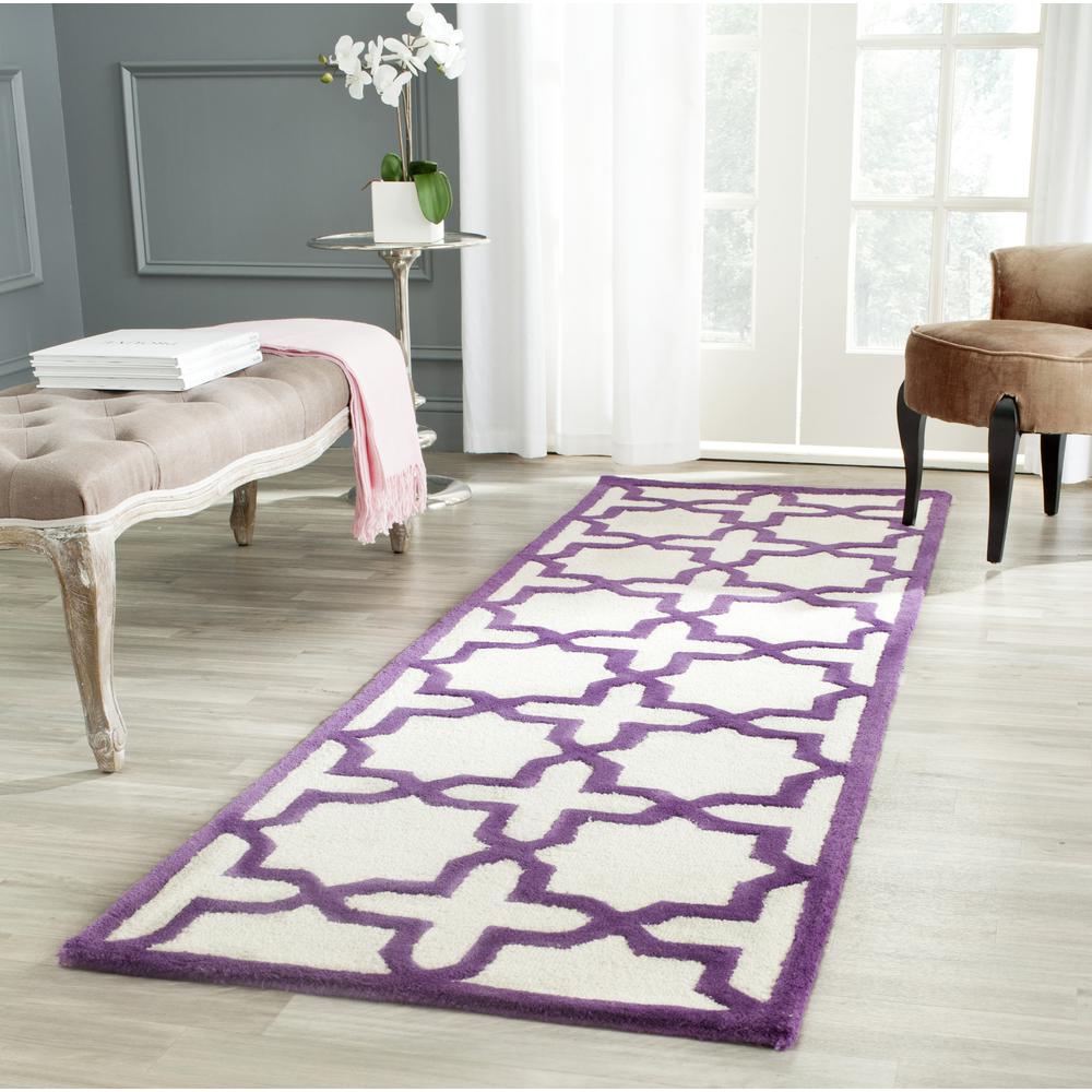 CAMBRIDGE, IVORY / PURPLE, 2'-6" X 8', Area Rug, CAM125V-28. Picture 3