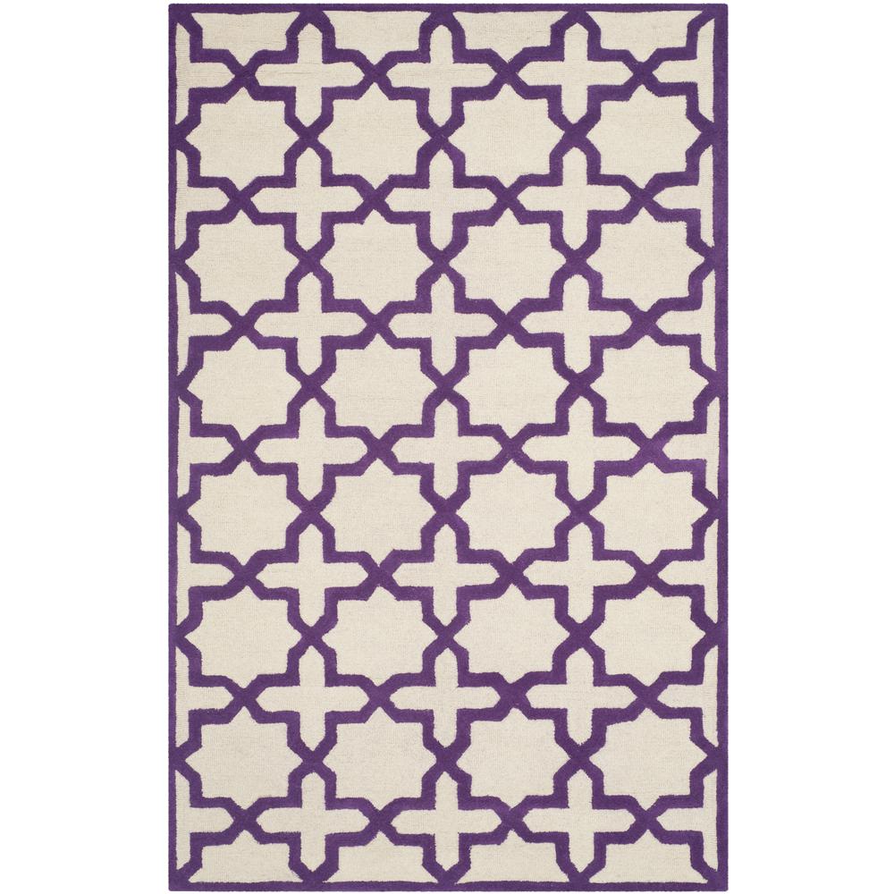 CAMBRIDGE, IVORY / PURPLE, 5' X 8', Area Rug, CAM125V-5. Picture 1