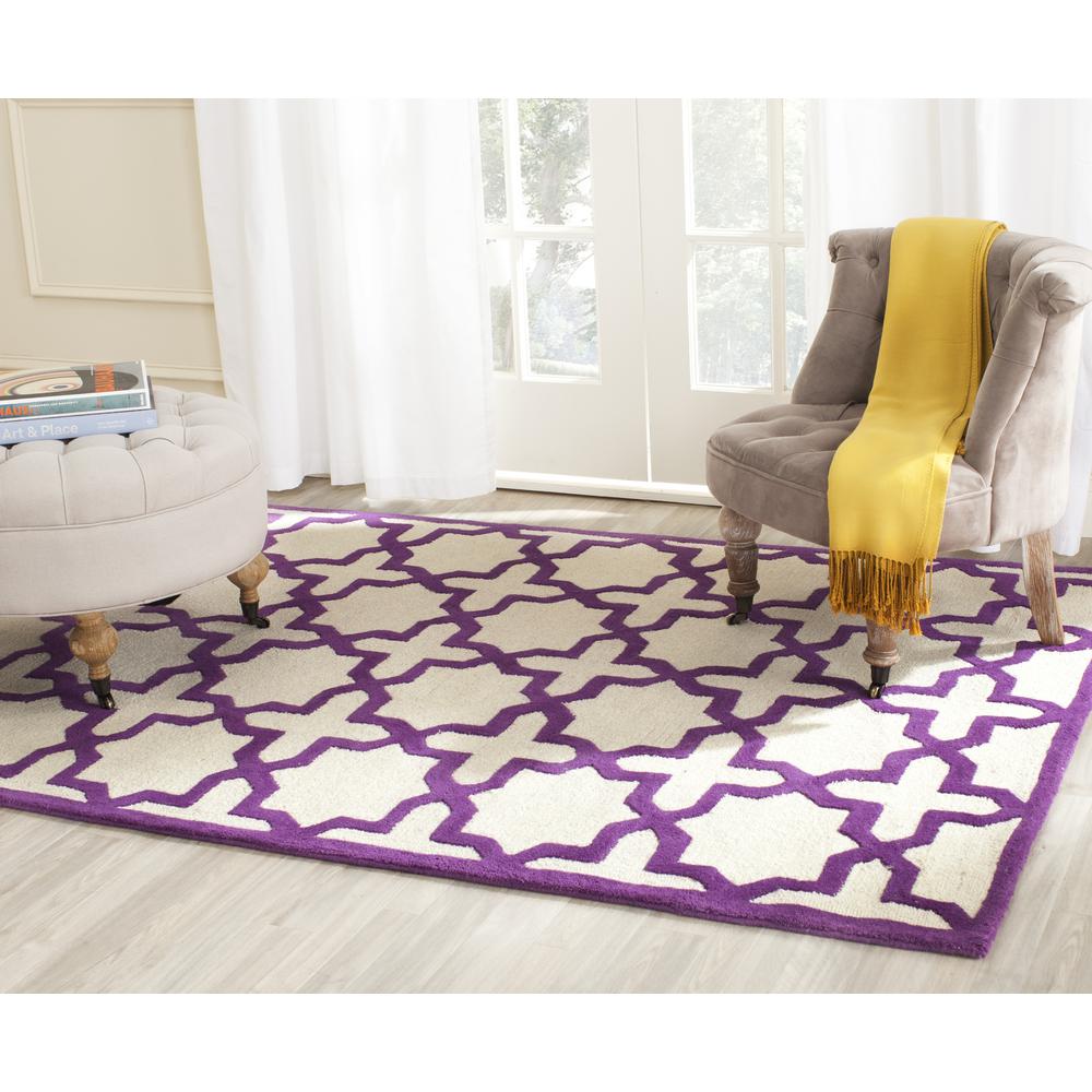 CAMBRIDGE, IVORY / PURPLE, 5' X 8', Area Rug, CAM125V-5. Picture 3