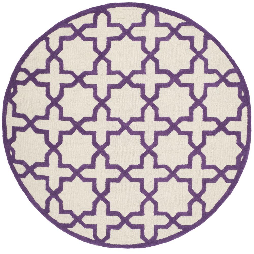 CAMBRIDGE, IVORY / PURPLE, 6' X 6' Round, Area Rug, CAM125V-6R. Picture 2
