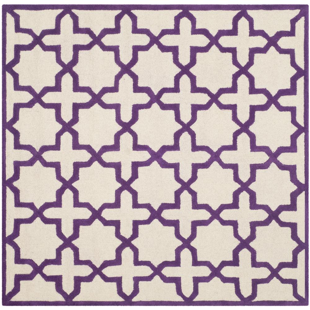 CAMBRIDGE, IVORY / PURPLE, 6' X 6' Square, Area Rug, CAM125V-6SQ. Picture 1