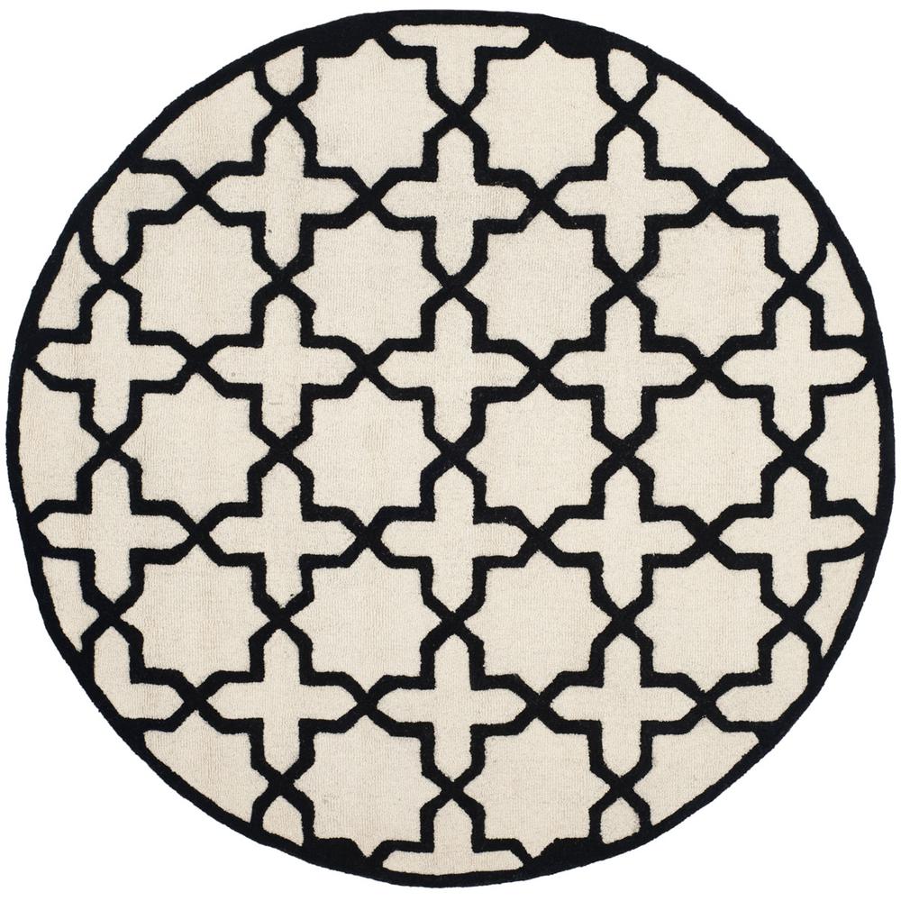 CAMBRIDGE, IVORY / BLACK, 6' X 6' Round, Area Rug, CAM125W-6R. Picture 1