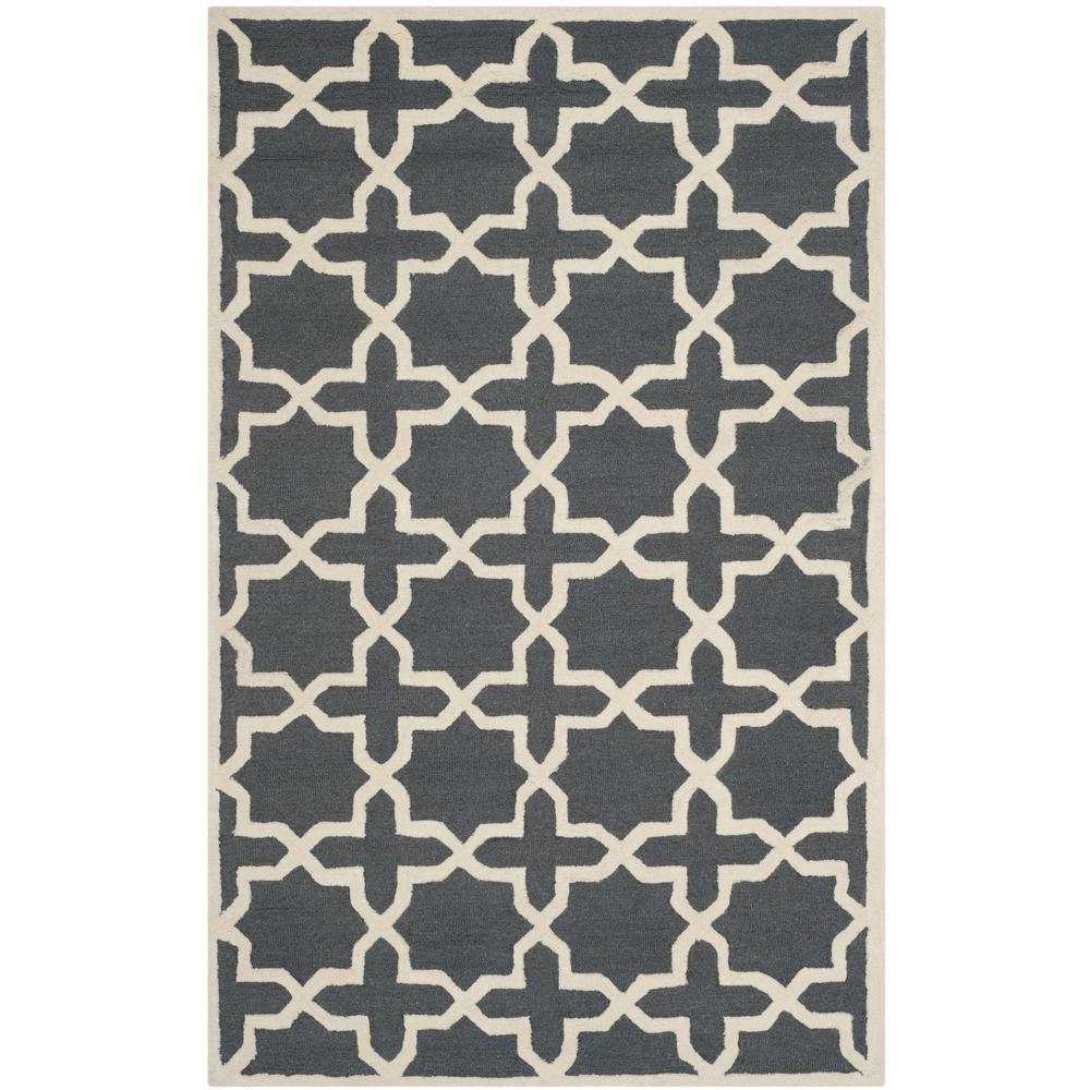 CAMBRIDGE, DARK GREY / IVORY, 5' X 8', Area Rug, CAM125X-5. Picture 1