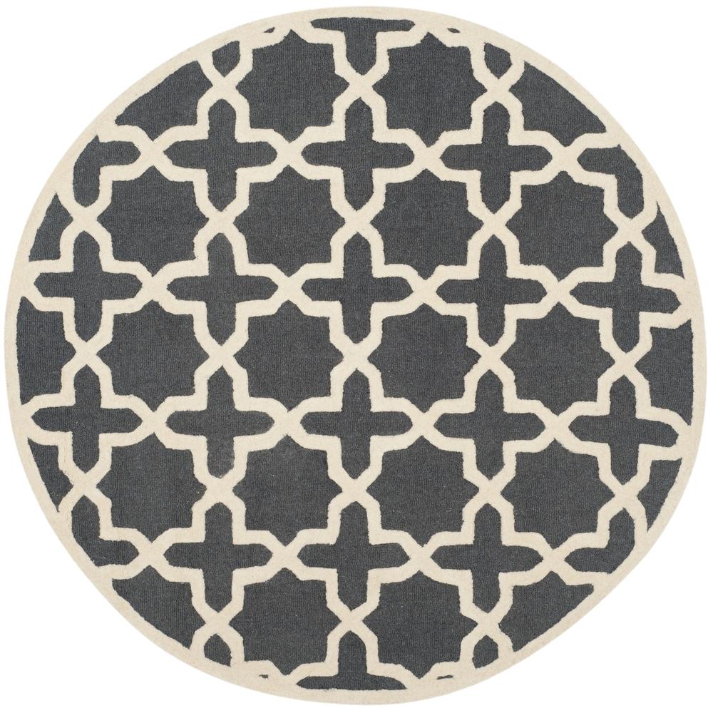 CAMBRIDGE, DARK GREY / IVORY, 4' X 4' Round, Area Rug, CAM125X-4R. Picture 1