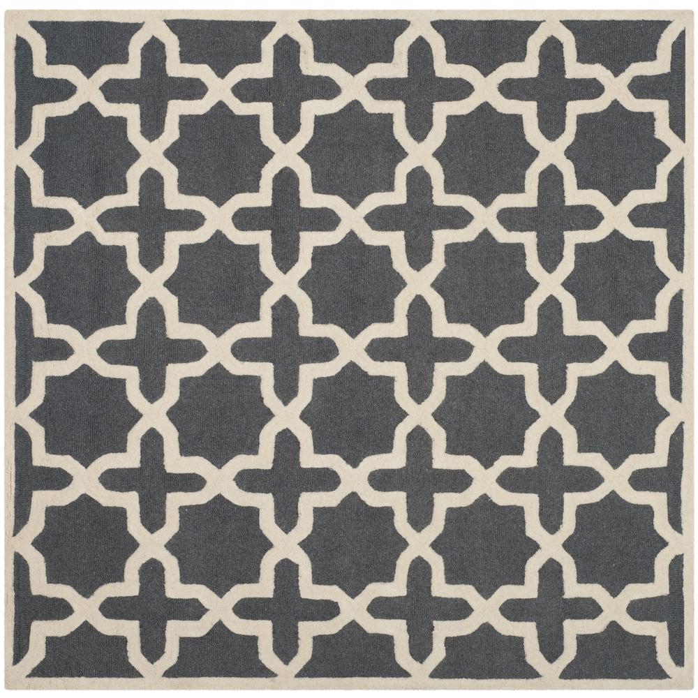 CAMBRIDGE, DARK GREY / IVORY, 4' X 4' Square, Area Rug, CAM125X-4SQ. Picture 1