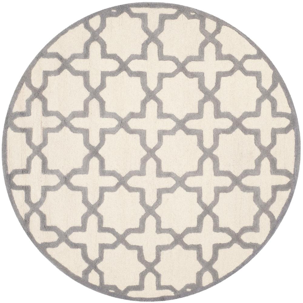 CAMBRIDGE, IVORY / SILVER, 6' X 6' Round, Area Rug, CAM125Y-6R. Picture 1