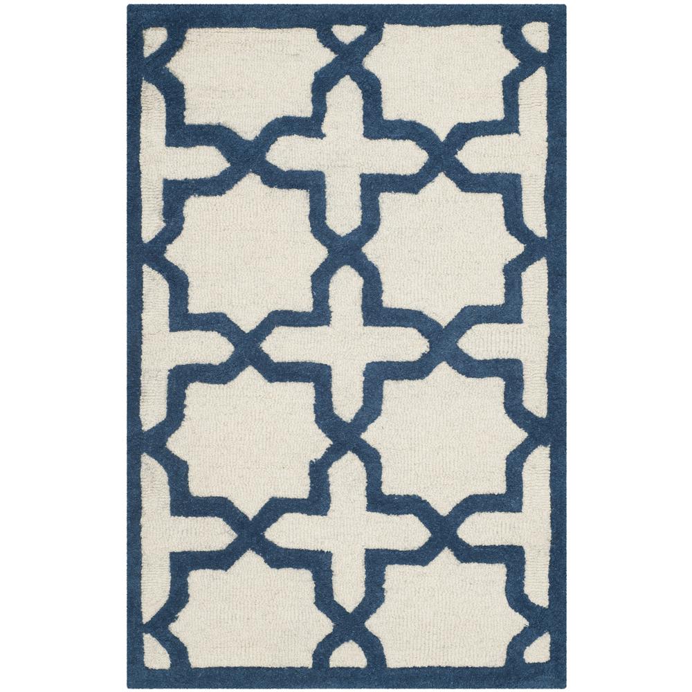 CAMBRIDGE, IVORY / NAVY, 2'-6" X 4', Area Rug, CAM125Z-24. Picture 1