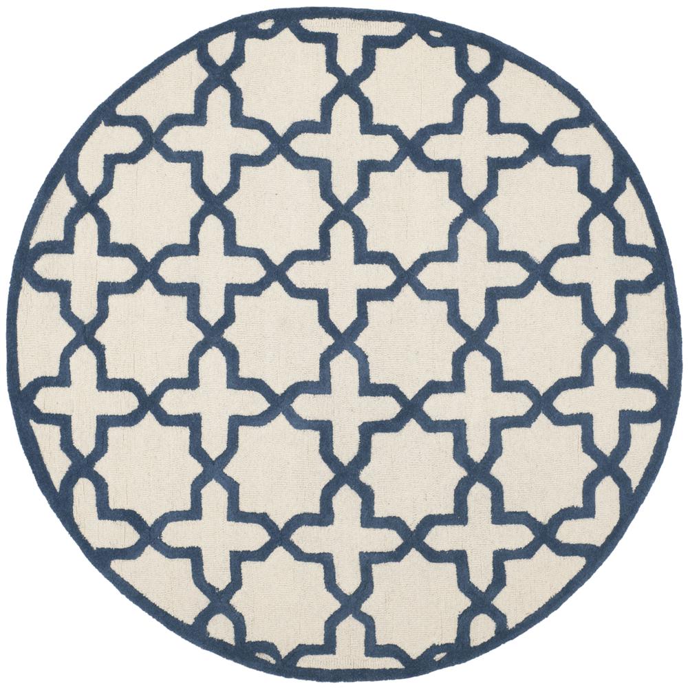 CAMBRIDGE, IVORY / NAVY, 6' X 6' Round, Area Rug, CAM125Z-6R. Picture 2
