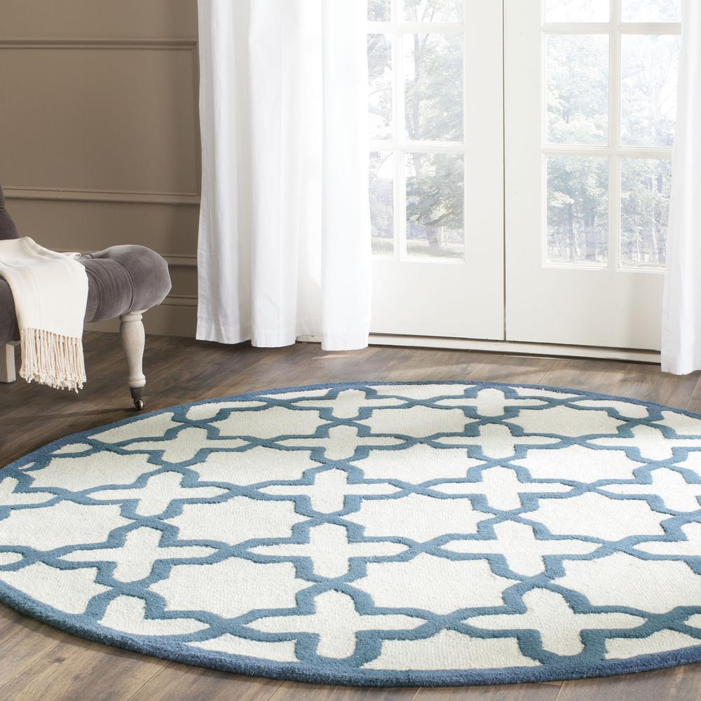 CAMBRIDGE, IVORY / NAVY, 6' X 6' Round, Area Rug, CAM125Z-6R. Picture 1