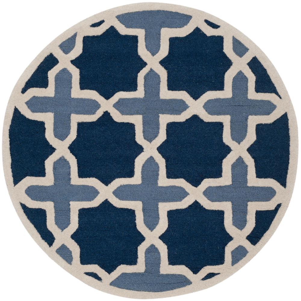 CAMBRIDGE, BLUE / IVORY, 4' X 4' Round, Area Rug. Picture 1