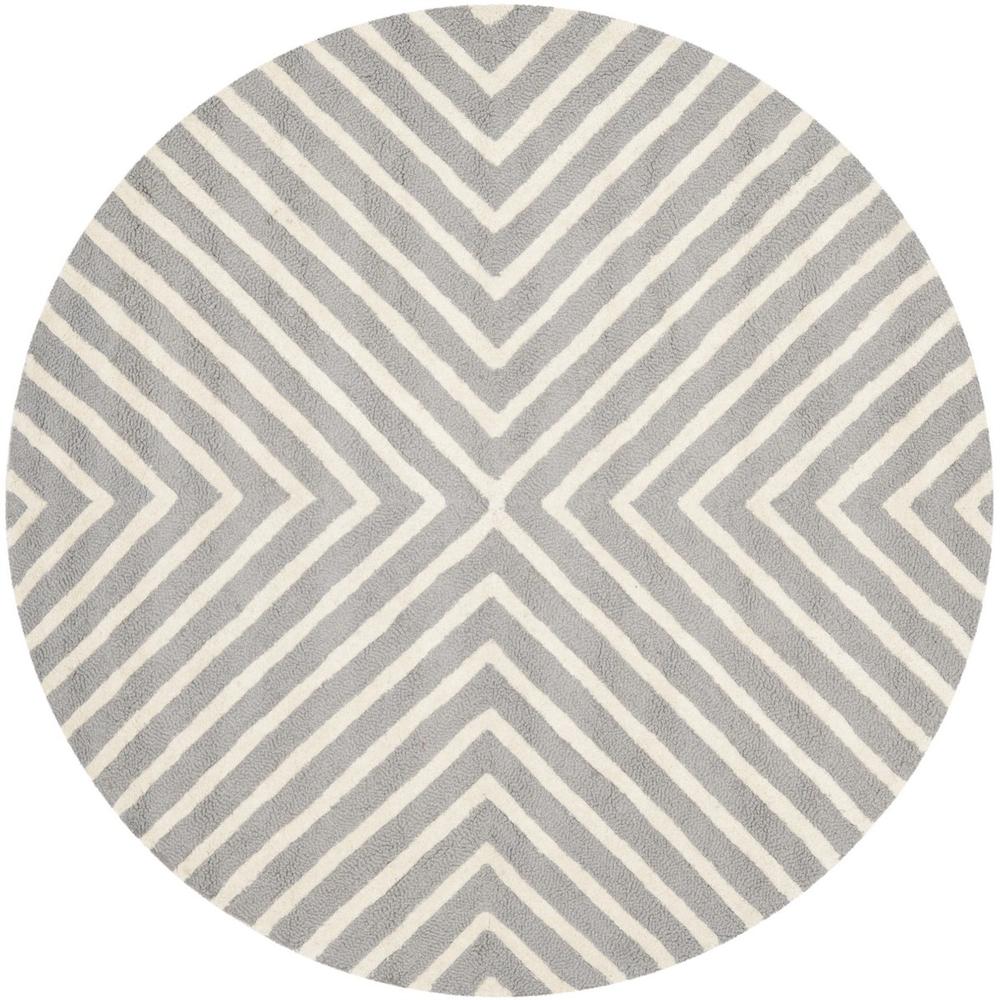 CAMBRIDGE, SILVER / IVORY, 4' X 4' Round, Area Rug, CAM129D-4R. Picture 1