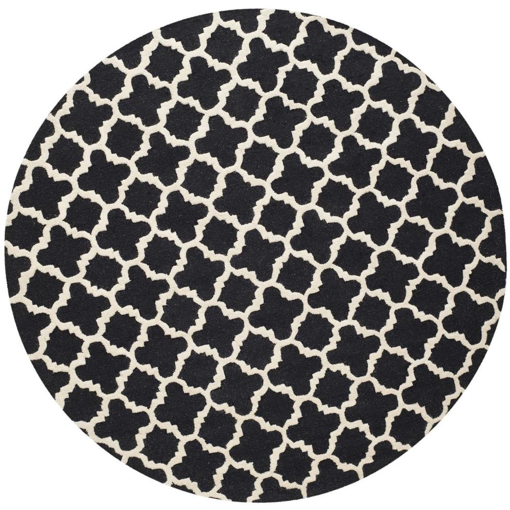 CAMBRIDGE, BLACK / IVORY, 6' X 6' Round, Area Rug, CAM130E-6R. Picture 1