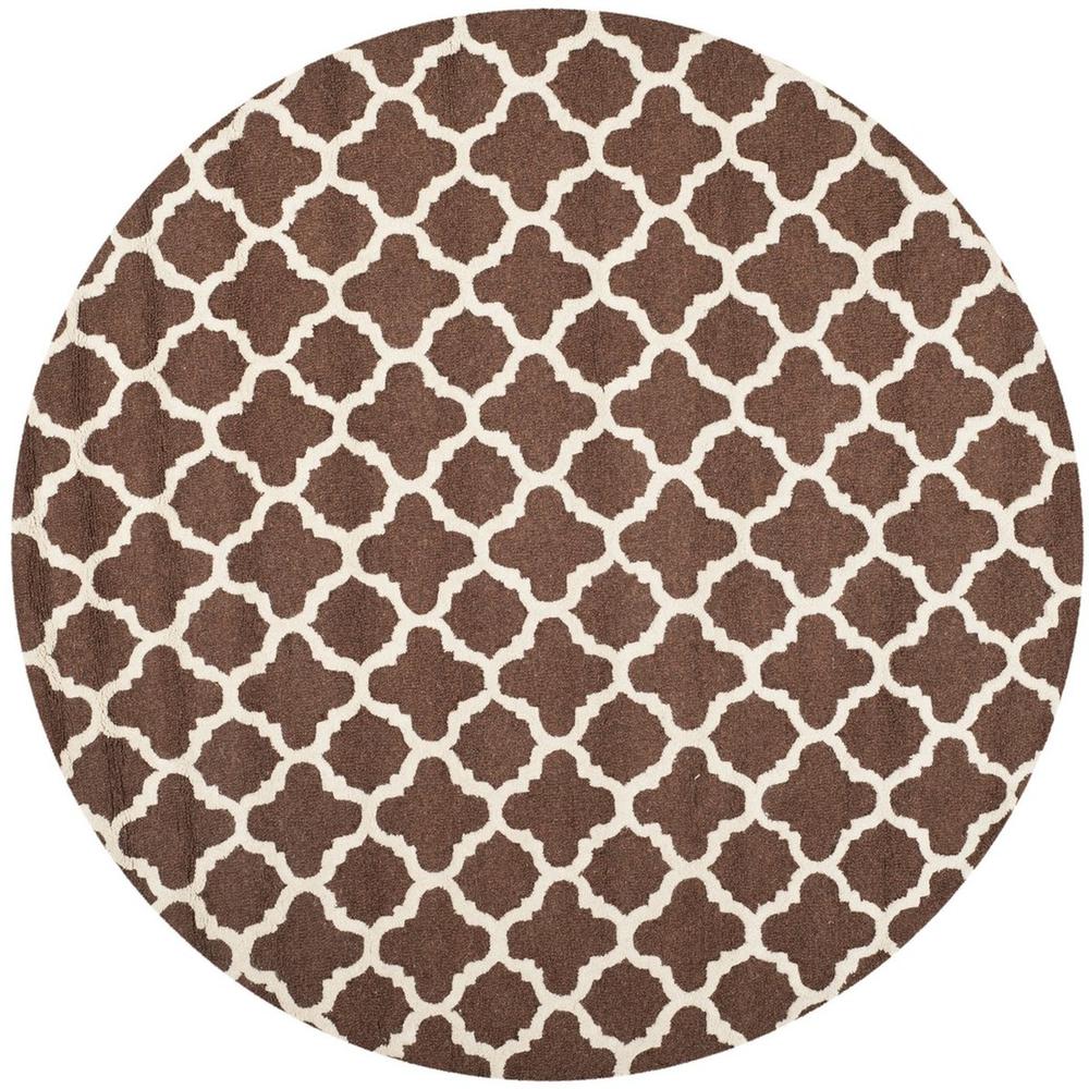 CAMBRIDGE, DARK BROWN / IVORY, 6' X 6' Round, Area Rug, CAM130H-6R. Picture 1