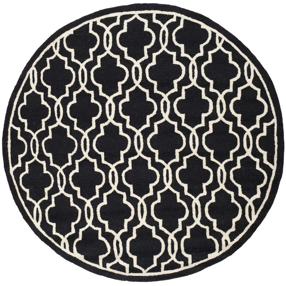 CAMBRIDGE, BLACK / IVORY, 6' X 6' Round, Area Rug, CAM131E-6R. Picture 1