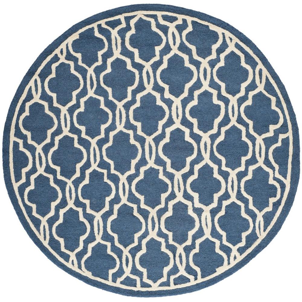 CAMBRIDGE, NAVY / IVORY, 6' X 6' Round, Area Rug, CAM131G-6R. Picture 1