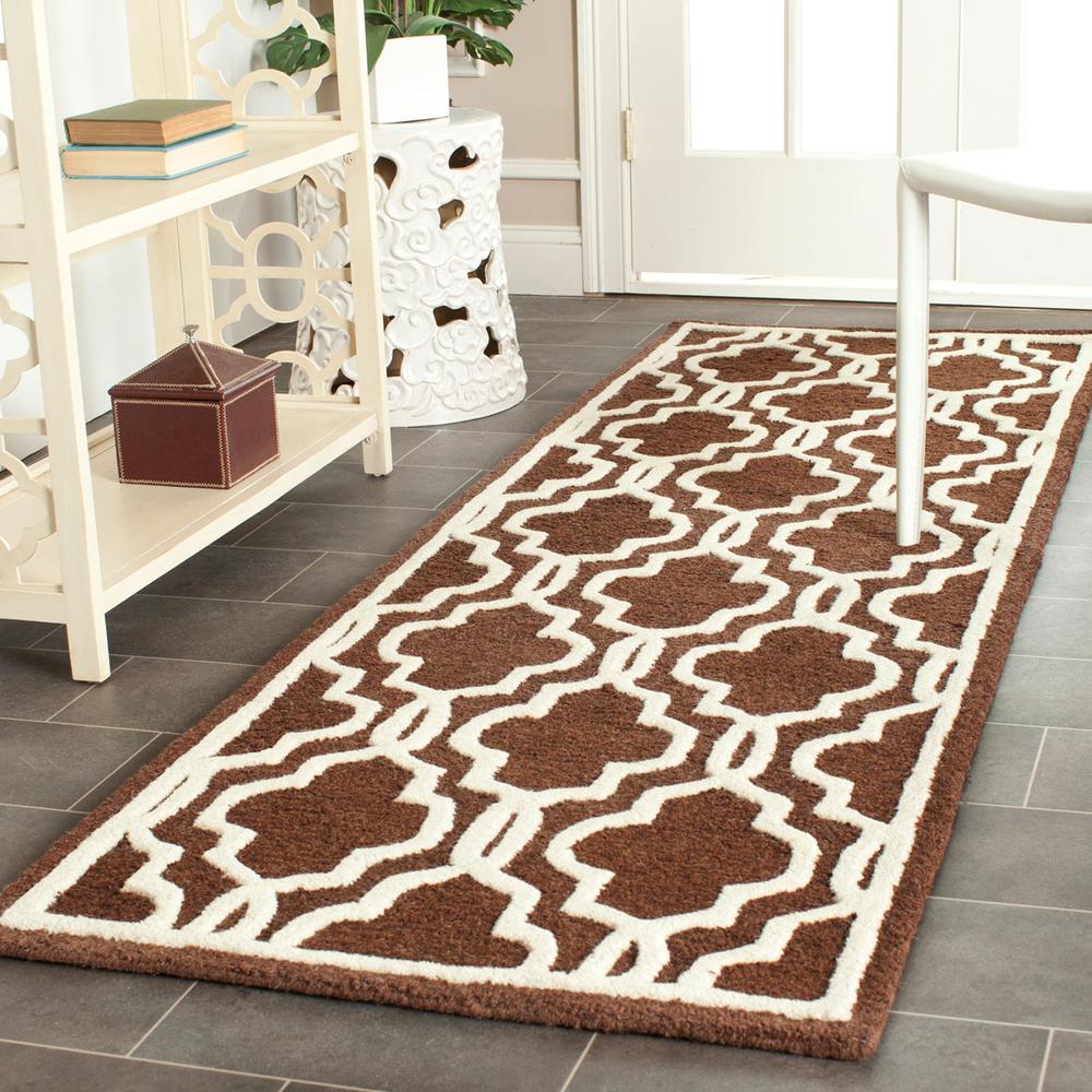 CAMBRIDGE, DARK BROWN / IVORY, 2'-6" X 12', Area Rug, CAM131H-212. Picture 1