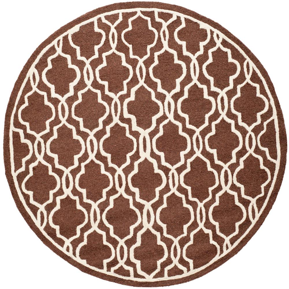 CAMBRIDGE, DARK BROWN / IVORY, 6' X 6' Round, Area Rug, CAM131H-6R. Picture 1