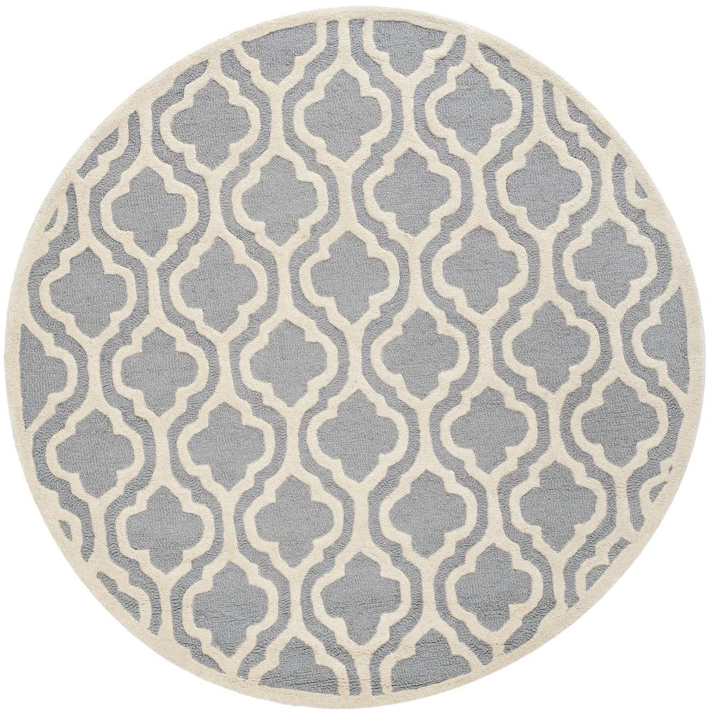 CAMBRIDGE, SILVER / IVORY, 4' X 4' Round, Area Rug, CAM132D-4R. Picture 1