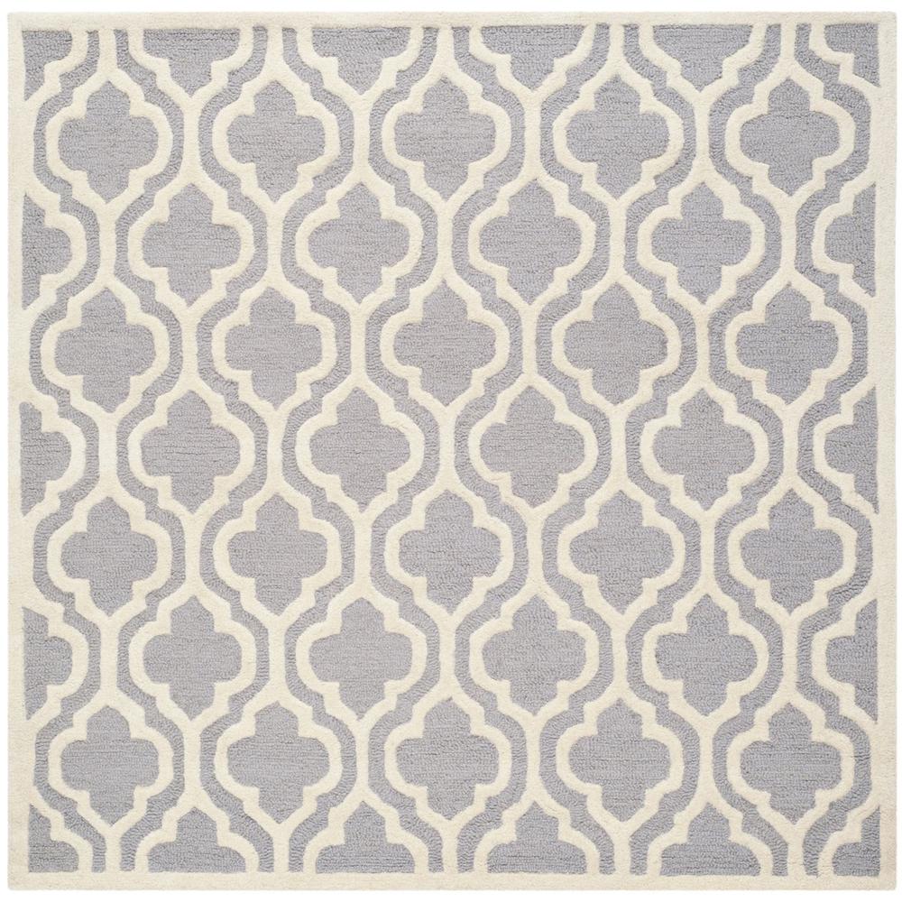 CAMBRIDGE, SILVER / IVORY, 4' X 4' Square, Area Rug, CAM132D-4SQ. Picture 1