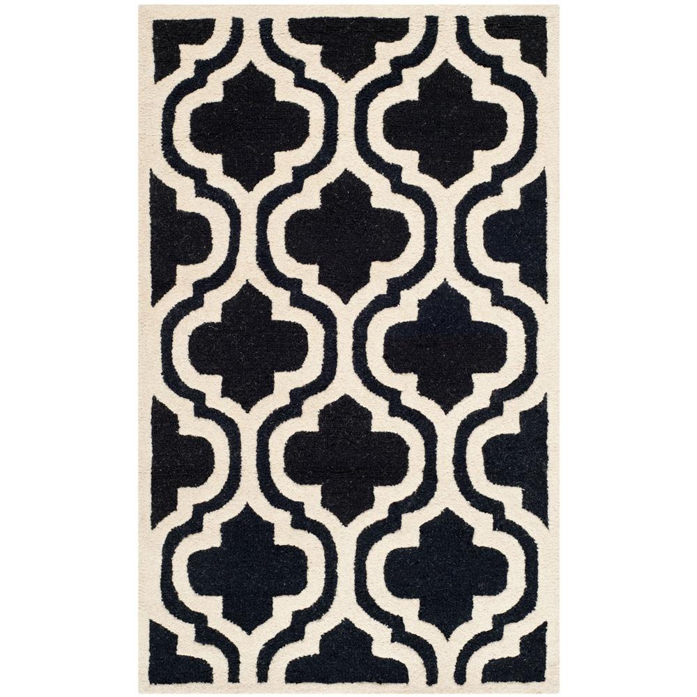 CAMBRIDGE, BLACK / IVORY, 2'-6" X 4', Area Rug, CAM132E-24. Picture 1