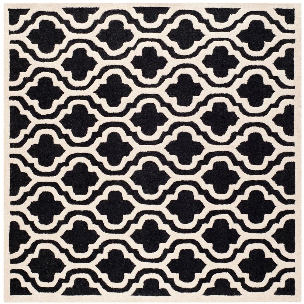 CAMBRIDGE, BLACK / IVORY, 6' X 6' Square, Area Rug, CAM132E-6SQ. Picture 1