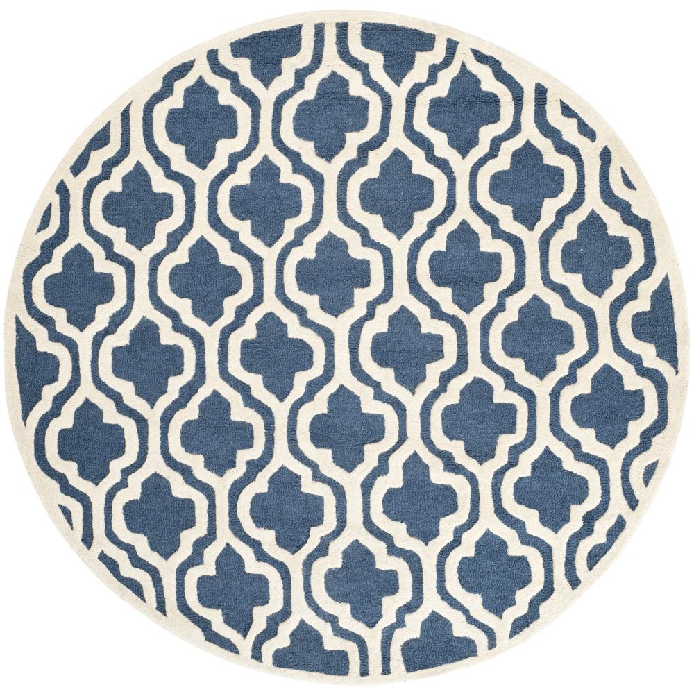 CAMBRIDGE, NAVY / IVORY, 4' X 4' Round, Area Rug, CAM132G-4R. Picture 1