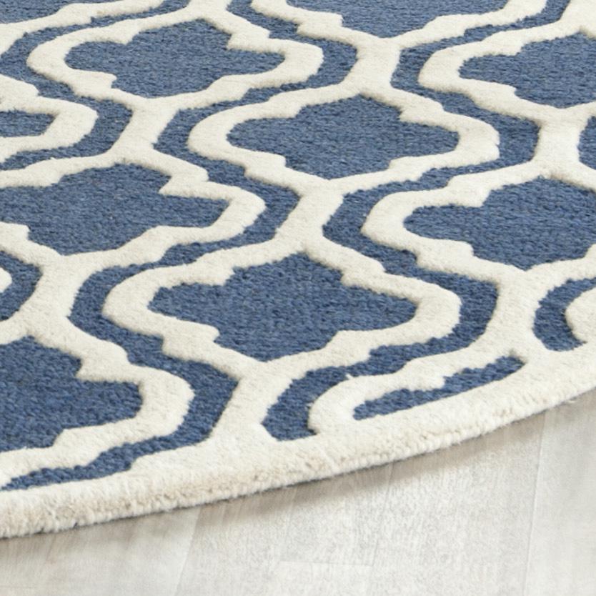 CAMBRIDGE, NAVY / IVORY, 8' X 8' Round, Area Rug, CAM132G-8R. Picture 1
