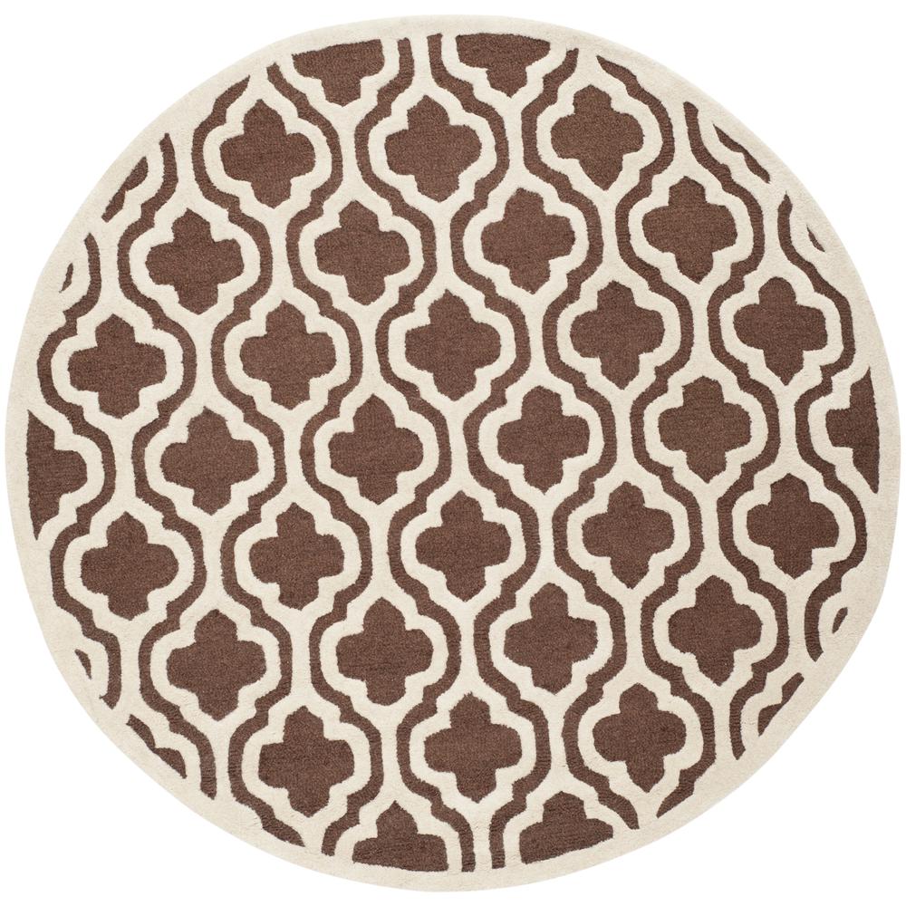 CAMBRIDGE, DARK BROWN / IVORY, 6' X 6' Round, Area Rug, CAM132H-6R. Picture 1