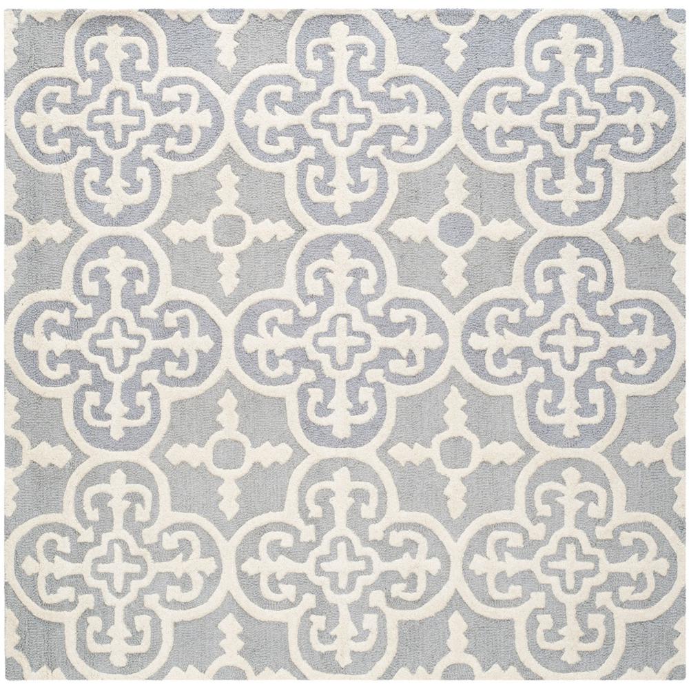 CAMBRIDGE, SILVER / IVORY, 4' X 4' Square, Area Rug, CAM133D-4SQ. Picture 1