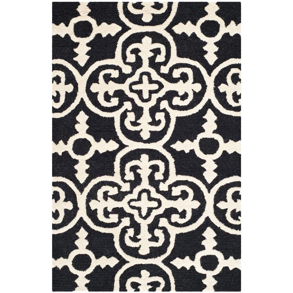 CAMBRIDGE, BLACK / IVORY, 2'-6" X 4', Area Rug, CAM133E-24. Picture 1