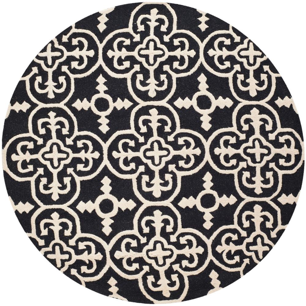 CAMBRIDGE, BLACK / IVORY, 6' X 6' Round, Area Rug, CAM133E-6R. Picture 1