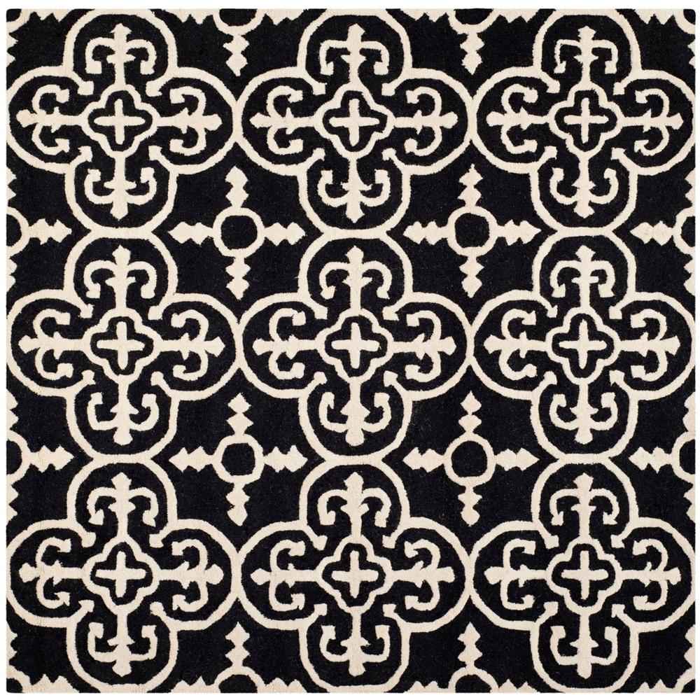 CAMBRIDGE, BLACK / IVORY, 6' X 6' Square, Area Rug, CAM133E-6SQ. Picture 1