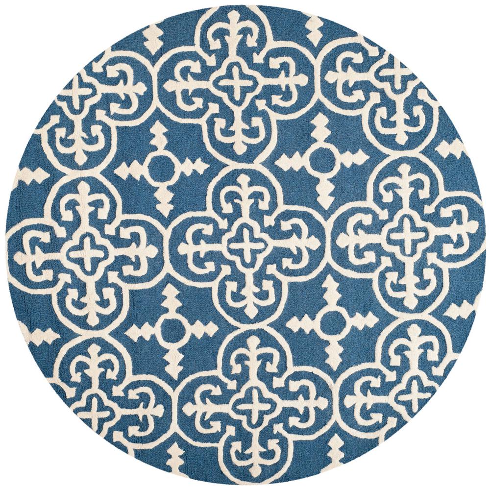 CAMBRIDGE, NAVY / IVORY, 6' X 6' Round, Area Rug, CAM133G-6R. Picture 1