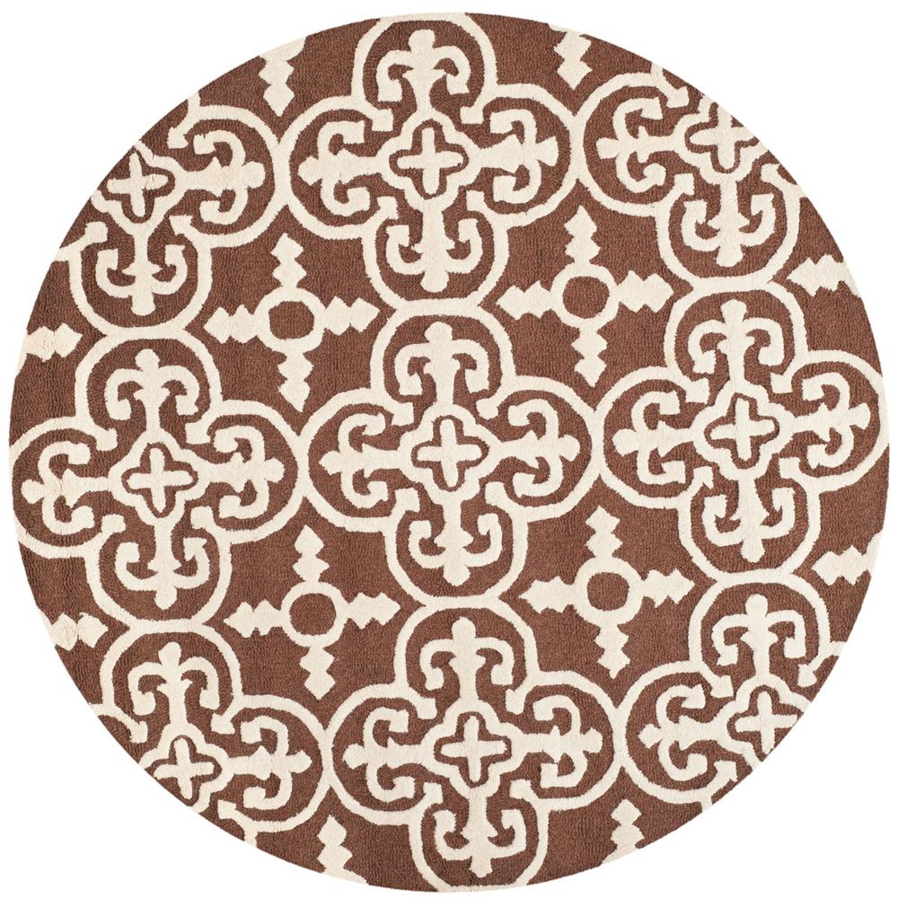 CAMBRIDGE, DARK BROWN / IVORY, 6' X 6' Round, Area Rug, CAM133H-6R. Picture 1