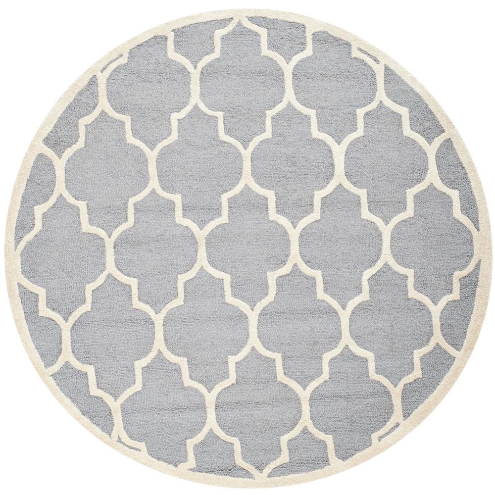 CAMBRIDGE, SILVER / IVORY, 6' X 6' Round, Area Rug, CAM134D-6R. Picture 1