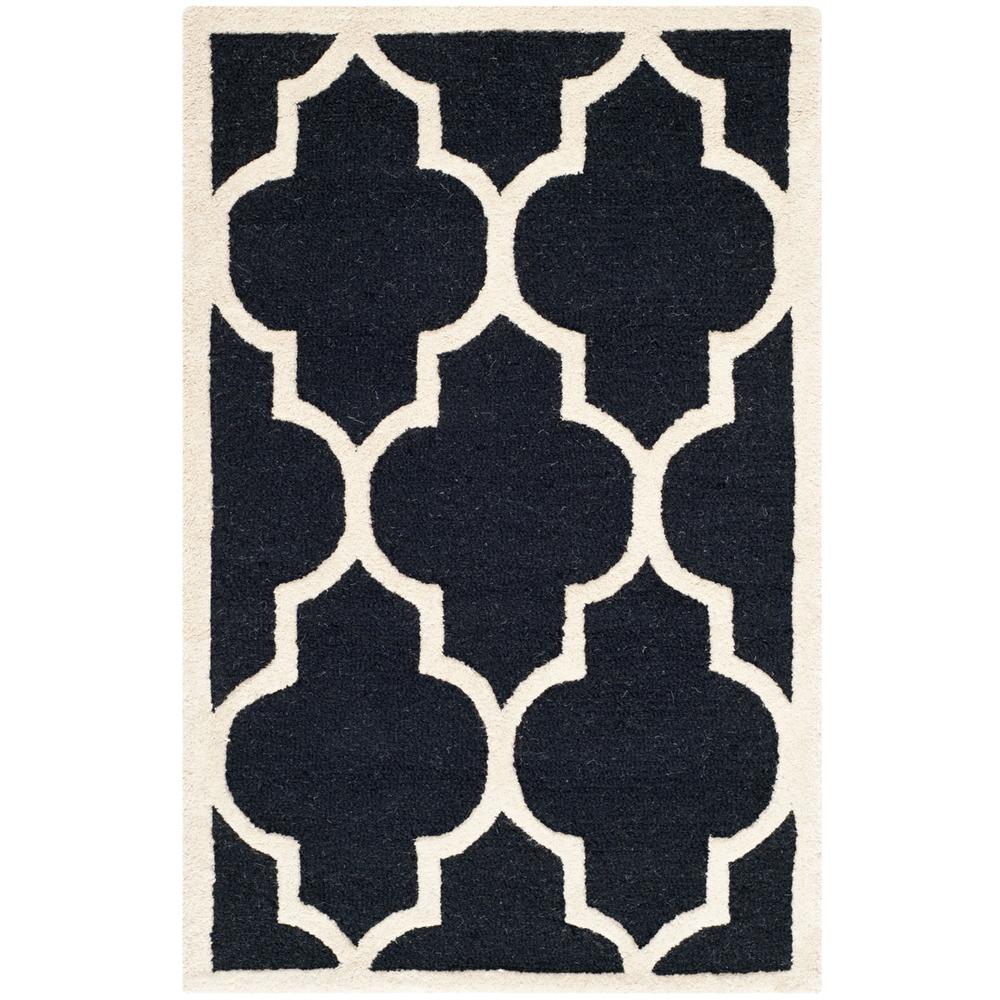 CAMBRIDGE, BLACK / IVORY, 2'-6" X 4', Area Rug, CAM134E-24. Picture 1